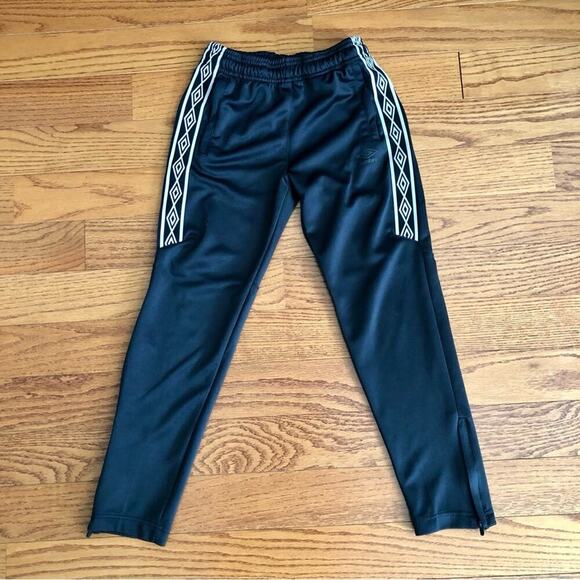 UMBRO Black Elastic Drawstring Waistband Zipper Hem Track Pants Girl’s Size L - Picture 8 of 8